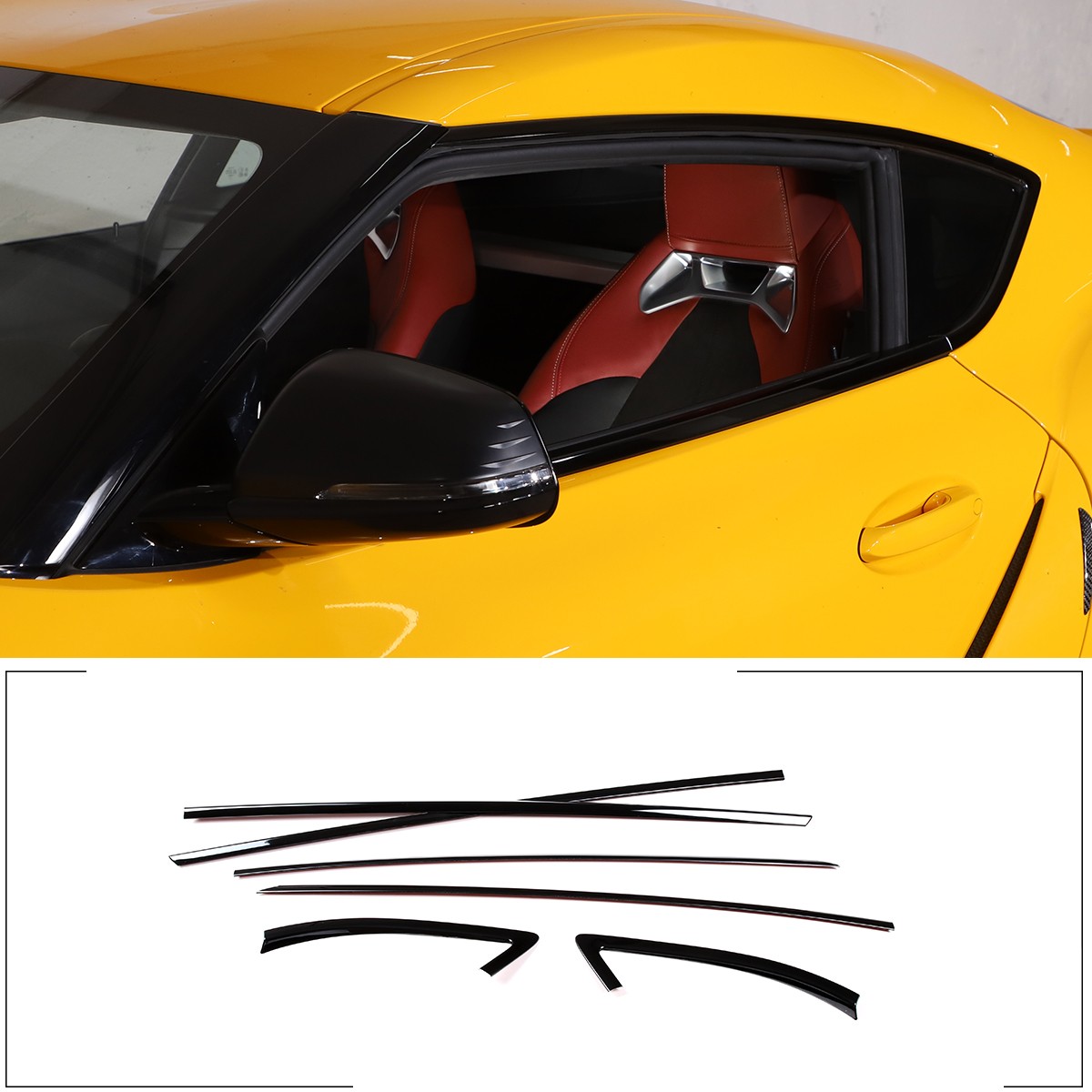 For Toyota Supra A90 19-26 Steel Glossy Black Car Window Trim Strip Cover 6pc US