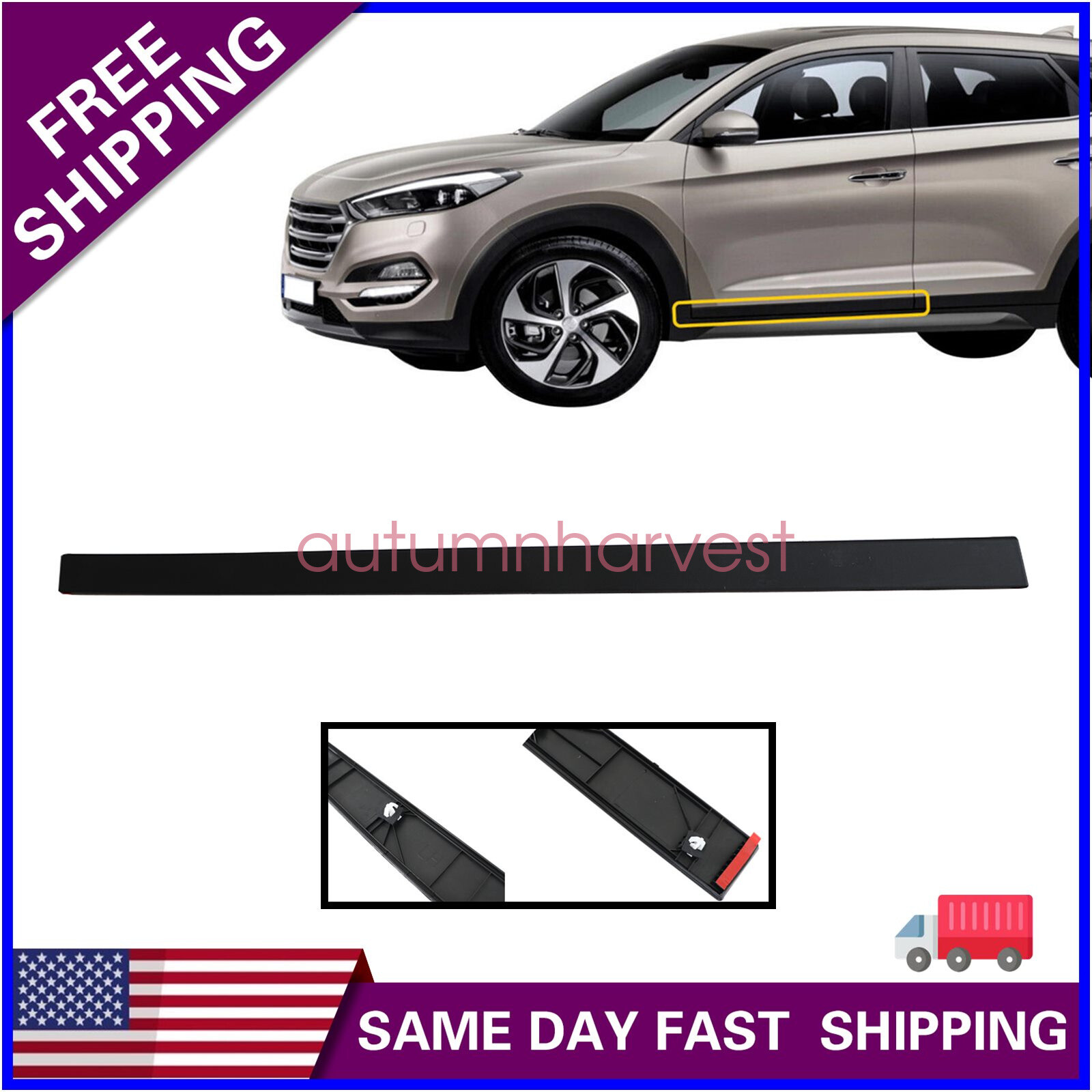 Front Door Lower Molding Garnish For 2016-2021 Hyundai Tucson Left Driver Side