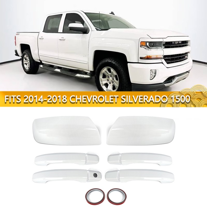 Fit For Chevy Silverado 1500 2014-2018 Door Handle Mirror Cover Cap SUMMIT WHITE
