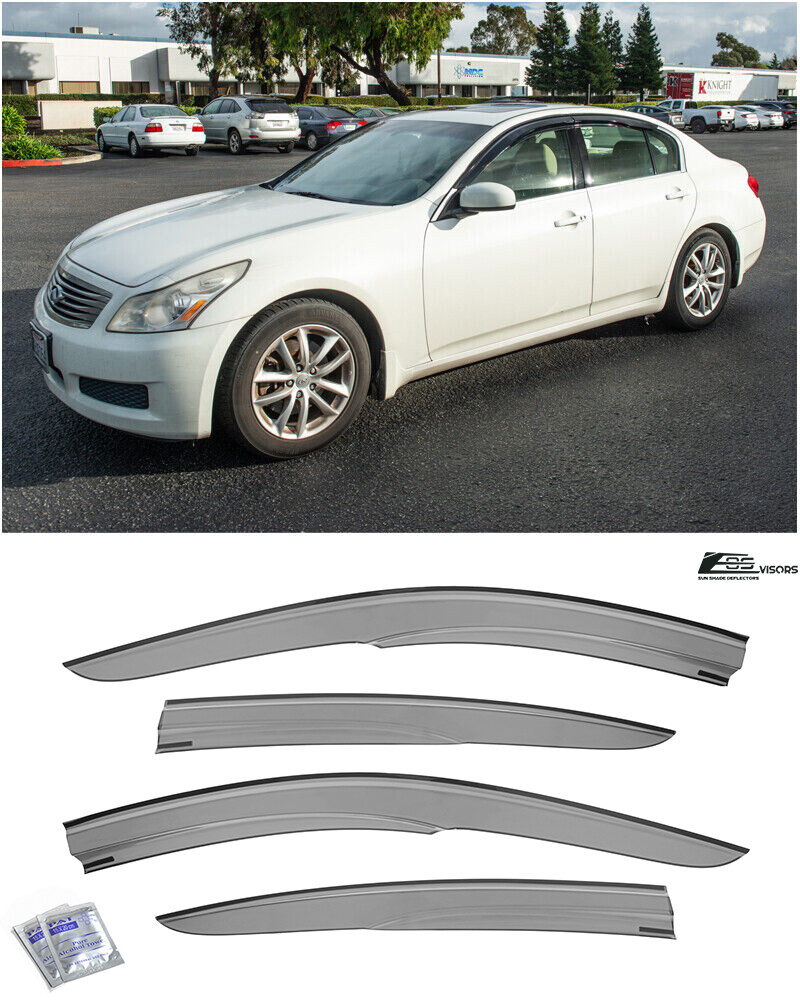 EOS For 07-15 Infiniti G25 G35 G37 Q40 Side Window Visors Deflectors Rain Guards
