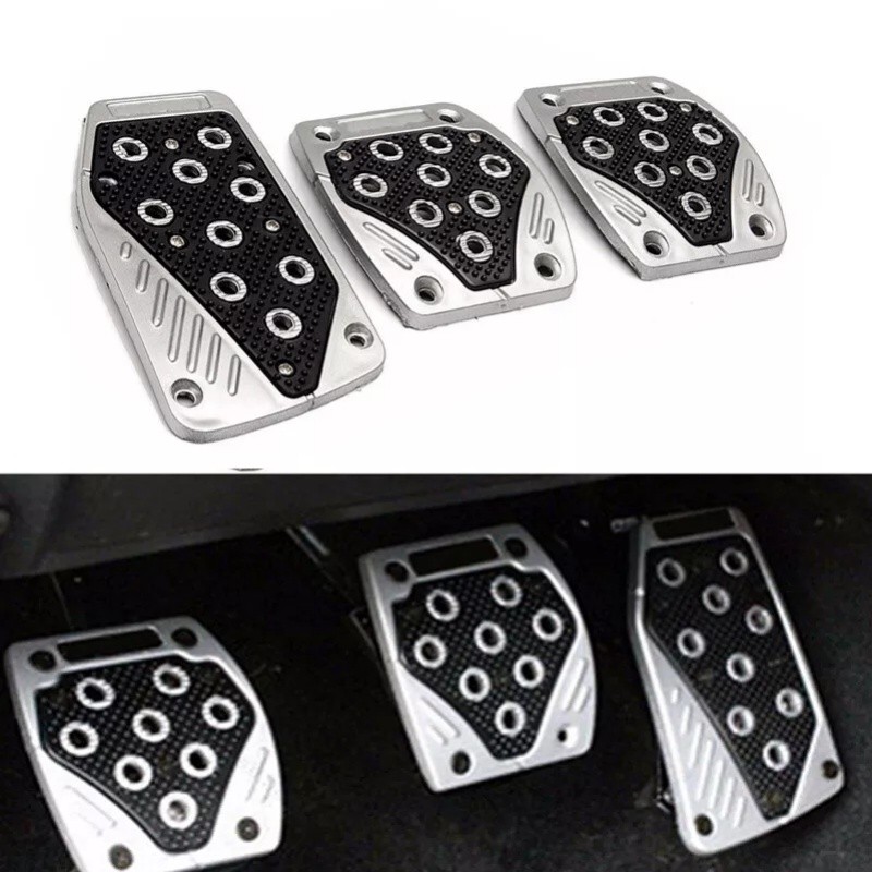 3PCS Universal Manual Car Gas Clutch Brake Foot Pedal Cover Aluminium Alloy+ PVC
