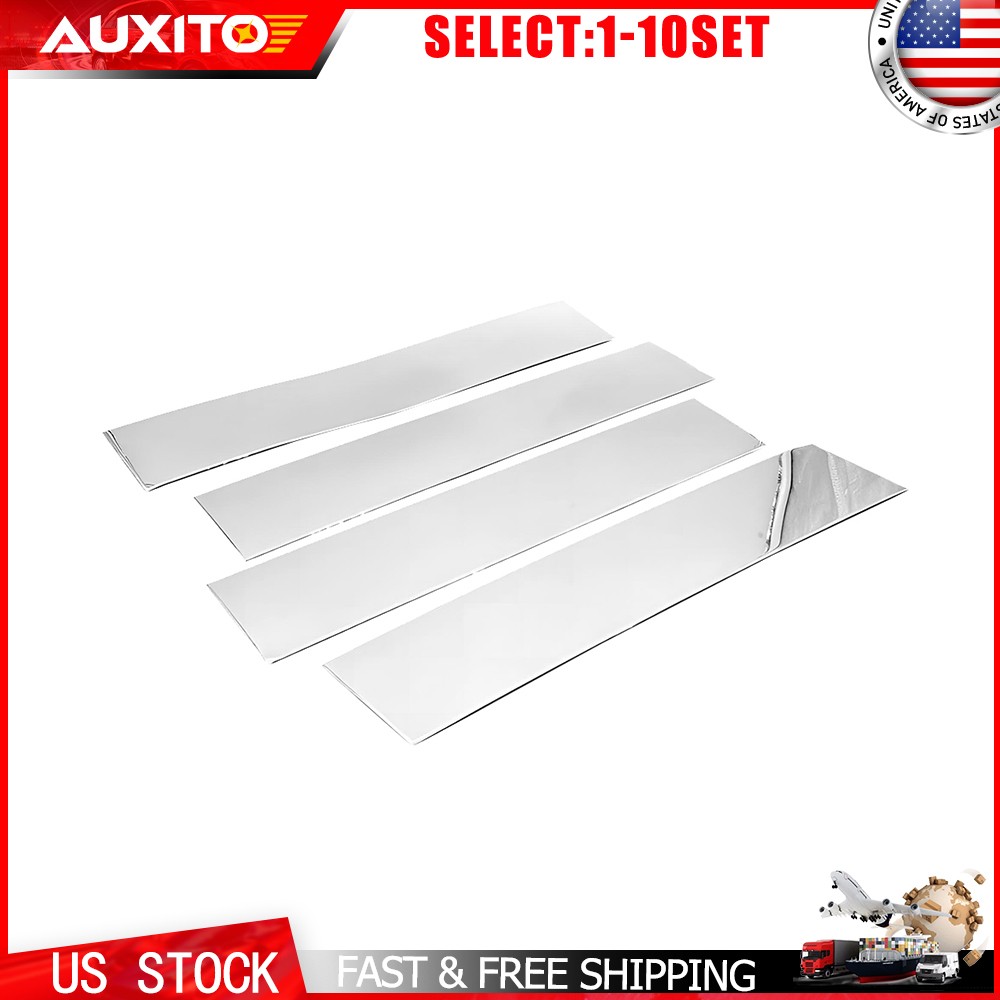 4Pcs/Glossy Chrome Door Window B Pillar Posts Covers For Ford F150 2015-21 4-40X