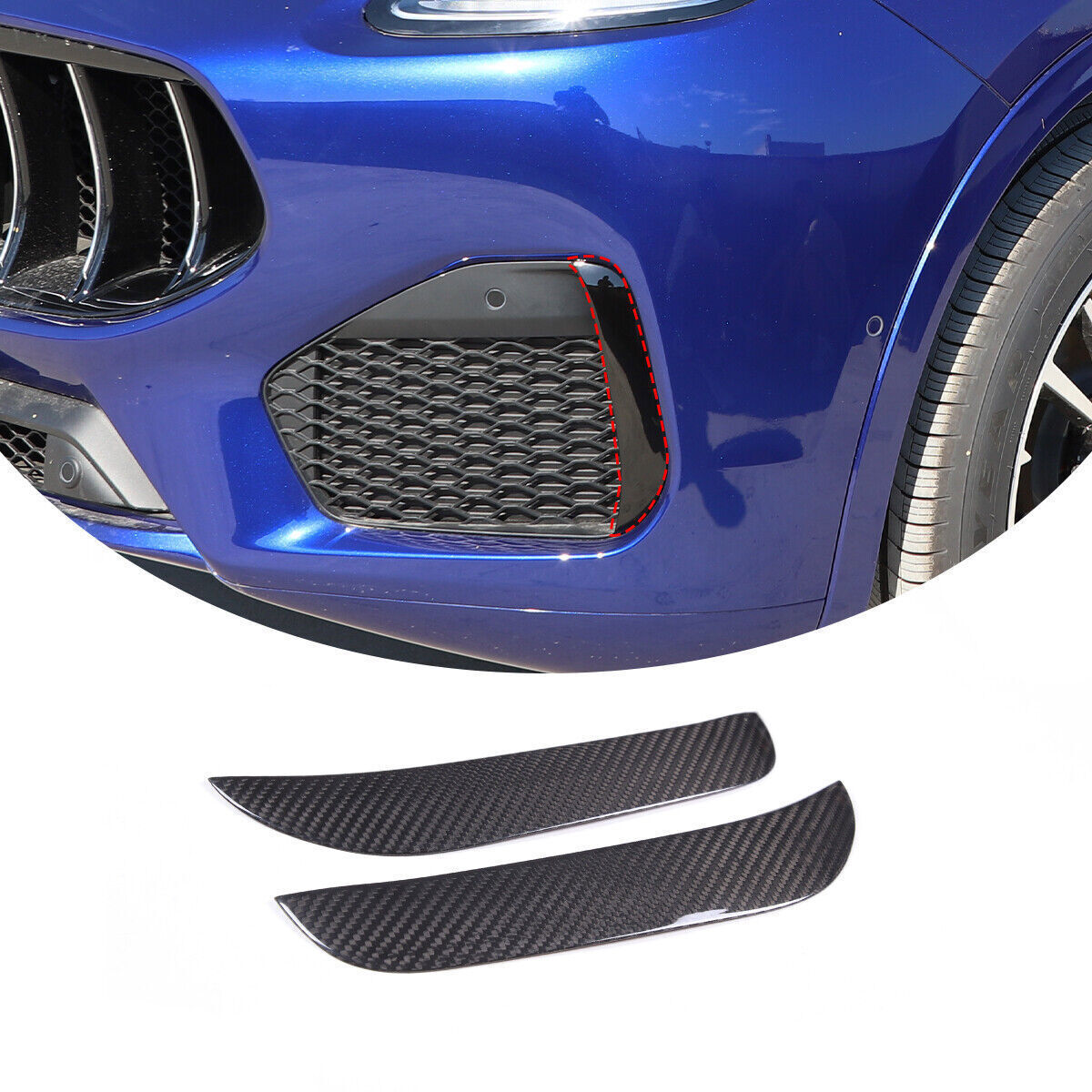 Real Carbon Fiber Front Fog Light Trim Strip Cover For Maserati Grecale 2022-23