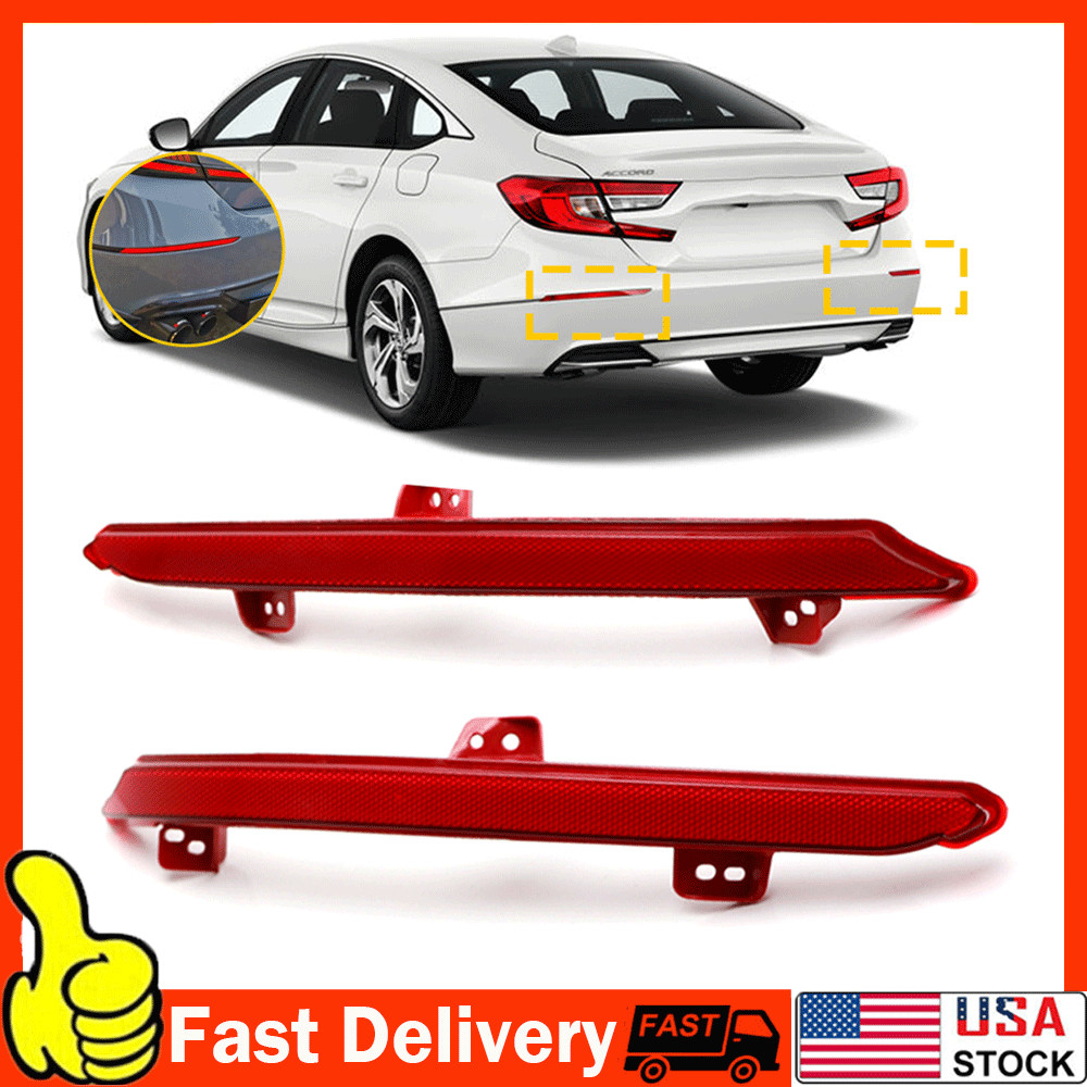 OE-Spec Red Lens Rear Bumper Reflectors Reflex For 2018-2022 Honda Accord Sedan