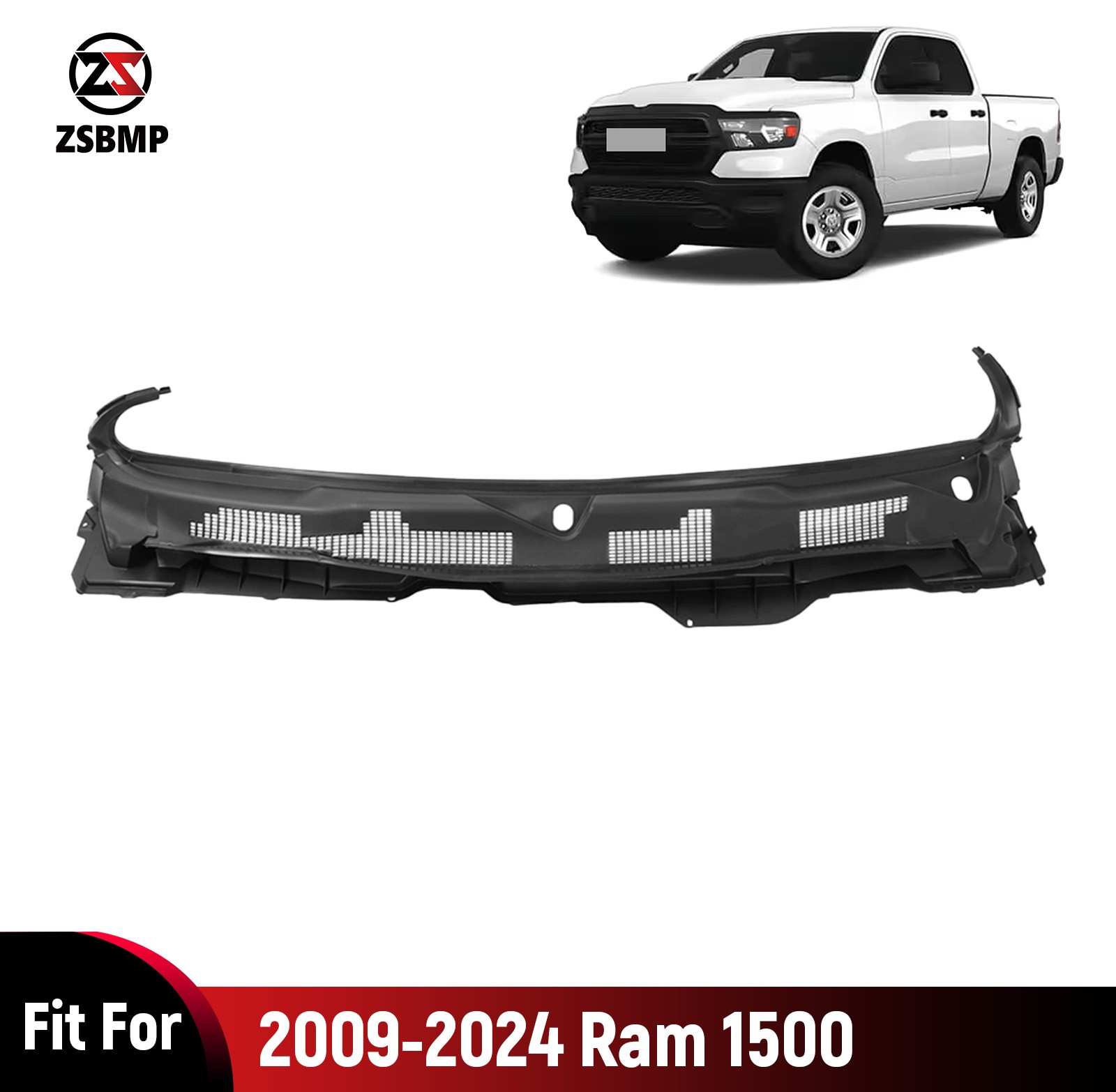 For 2009-2024 Dodge Ram 1500 2500 3500 Front Grille Wiper Cowl Windshield Panel