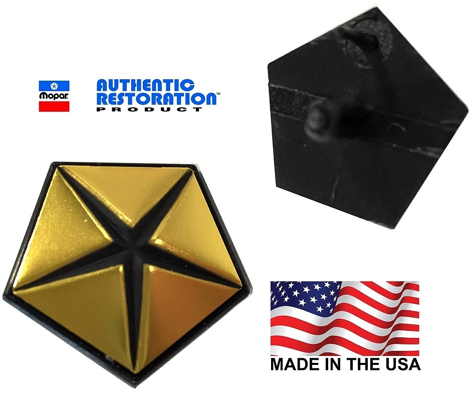 MOPAR Pentastar Emblem FITS-Chrysler 1962-75 Gold Fender Badge Dodge Penta Star