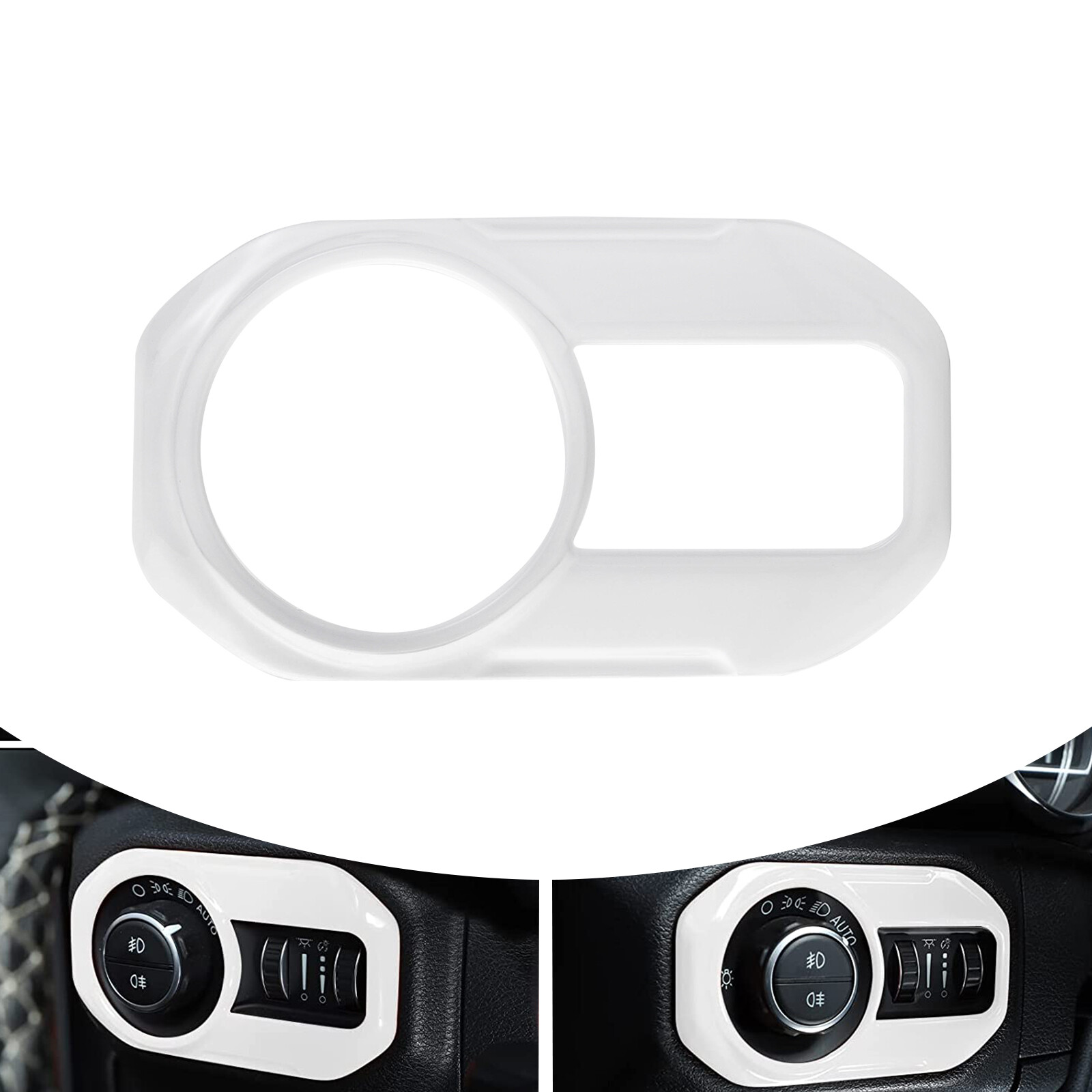 White Headlight Lamp Switch Button Cover Trim For Jeep Wrangler JL JT 2018~2021