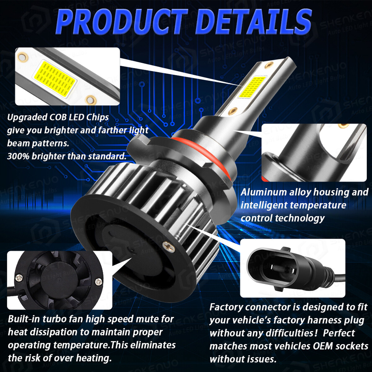 For Chrysler 300 2011 2013 2014 – 6000K 9012 LED Headlight + 5202/2504 Fog Bulbs