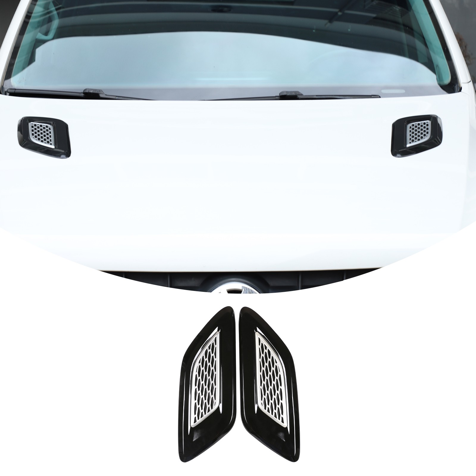 Black Silver Car Front Hood Scoop Decorative Trim For Volkswagen Amarok 2011-18
