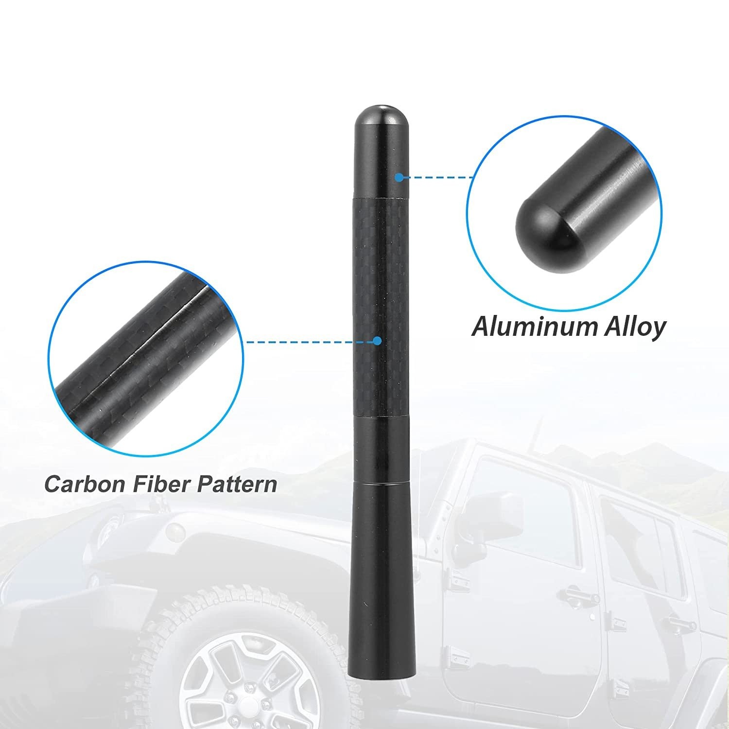 Universal Mast Bullet/Carbon Fiber/Rubber Vehicles Antenna Radio FM/AM Reception