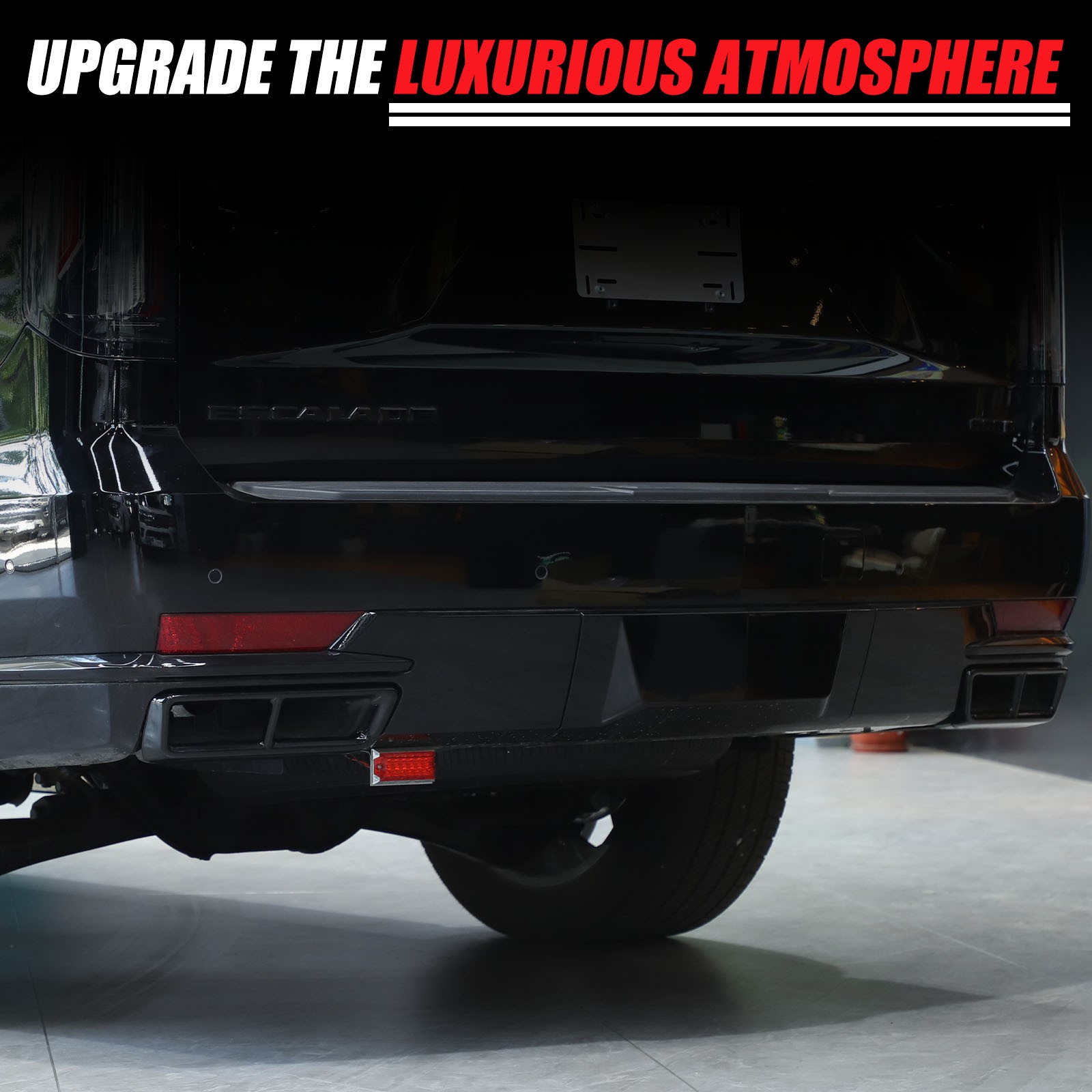 Gloss Black Exhaust Pipe Protect Cover Trims For Cadillac Escalade 2021-2023 2PC