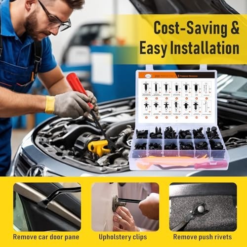 260PCS Car Bumper Retainer Clips Kit – Auto Plastic Rivets & Push Fasteners, Doo