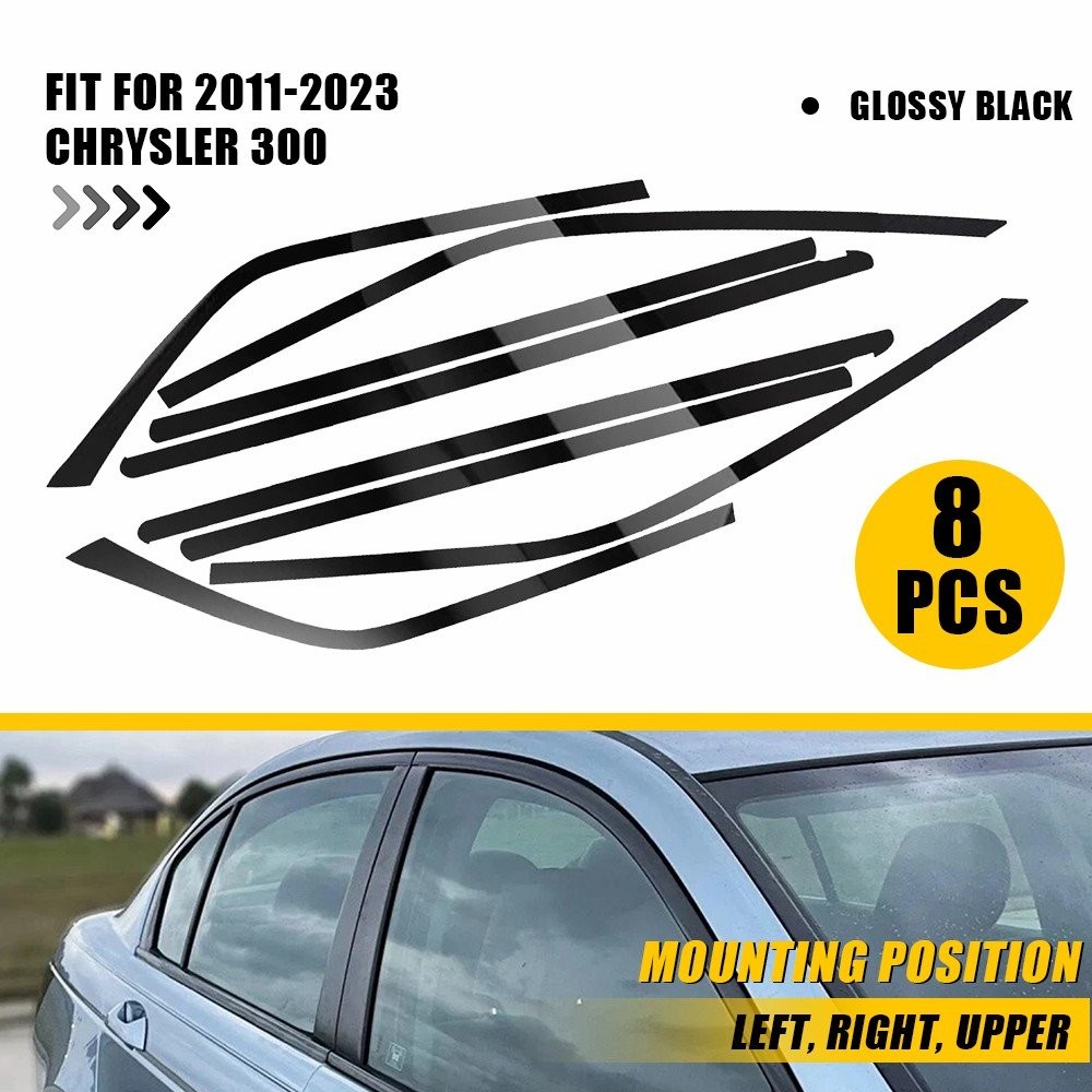 Chrome Delete Blackout Overlay For 2011-23 Chrysler 300 Window Trim Left&Right V