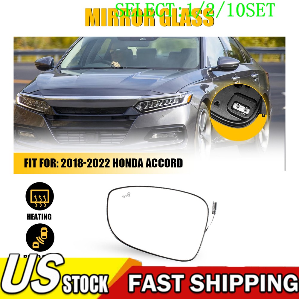 Driver Left Side Heated Blind Spot For 2018-2022 Honda Accord Mirror Glass 1~10X
