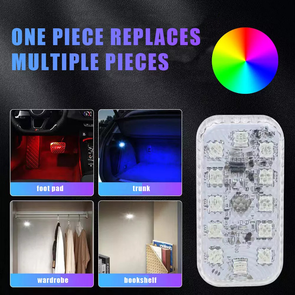 3× Multicolor LED Light Car Atmosphere Ambient Lights Bright Lamp Car Accessorie