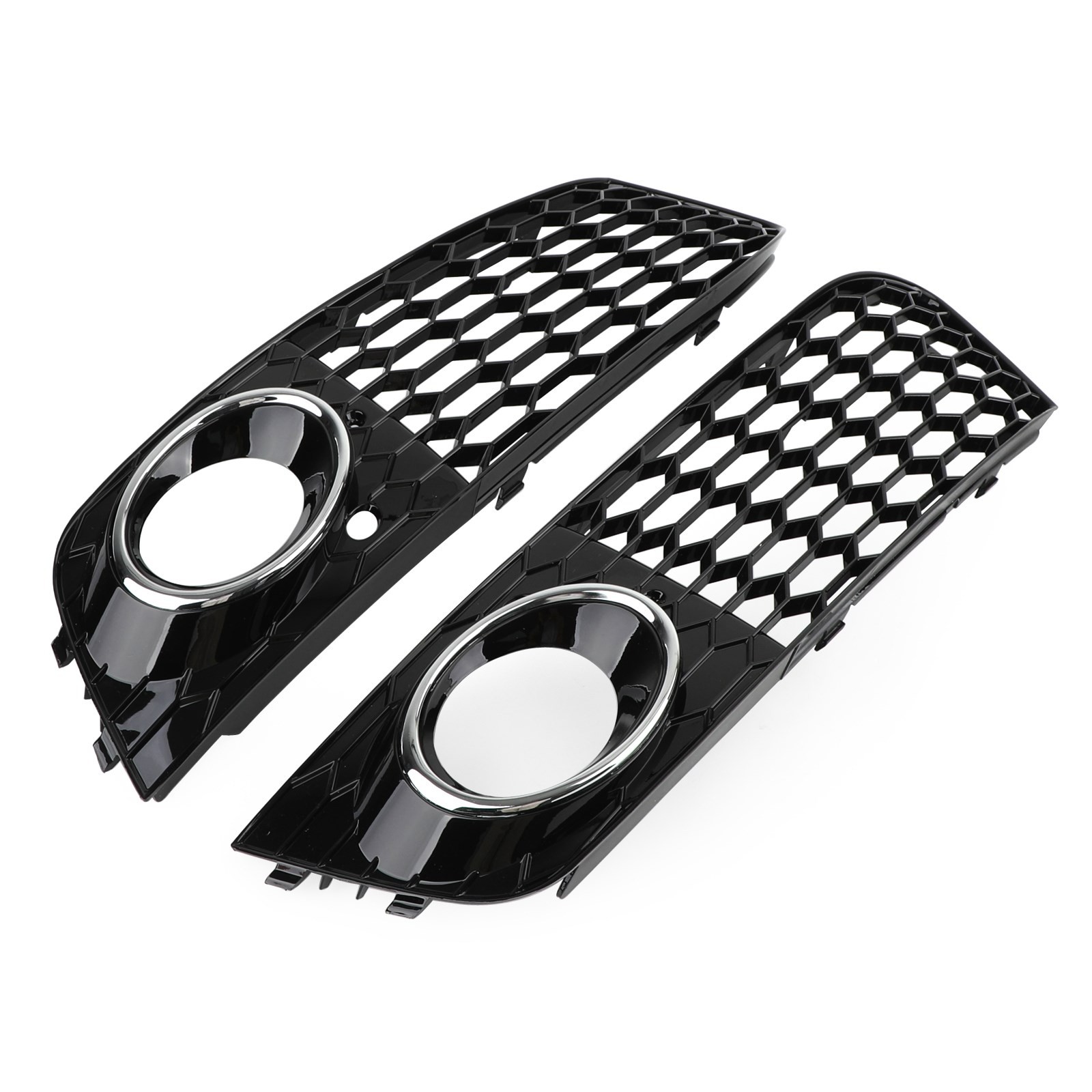 Pair Honeycomb Mesh Fog Light Open Vent Grill Intake Fit Audi A4 B8 2009-2012 #8