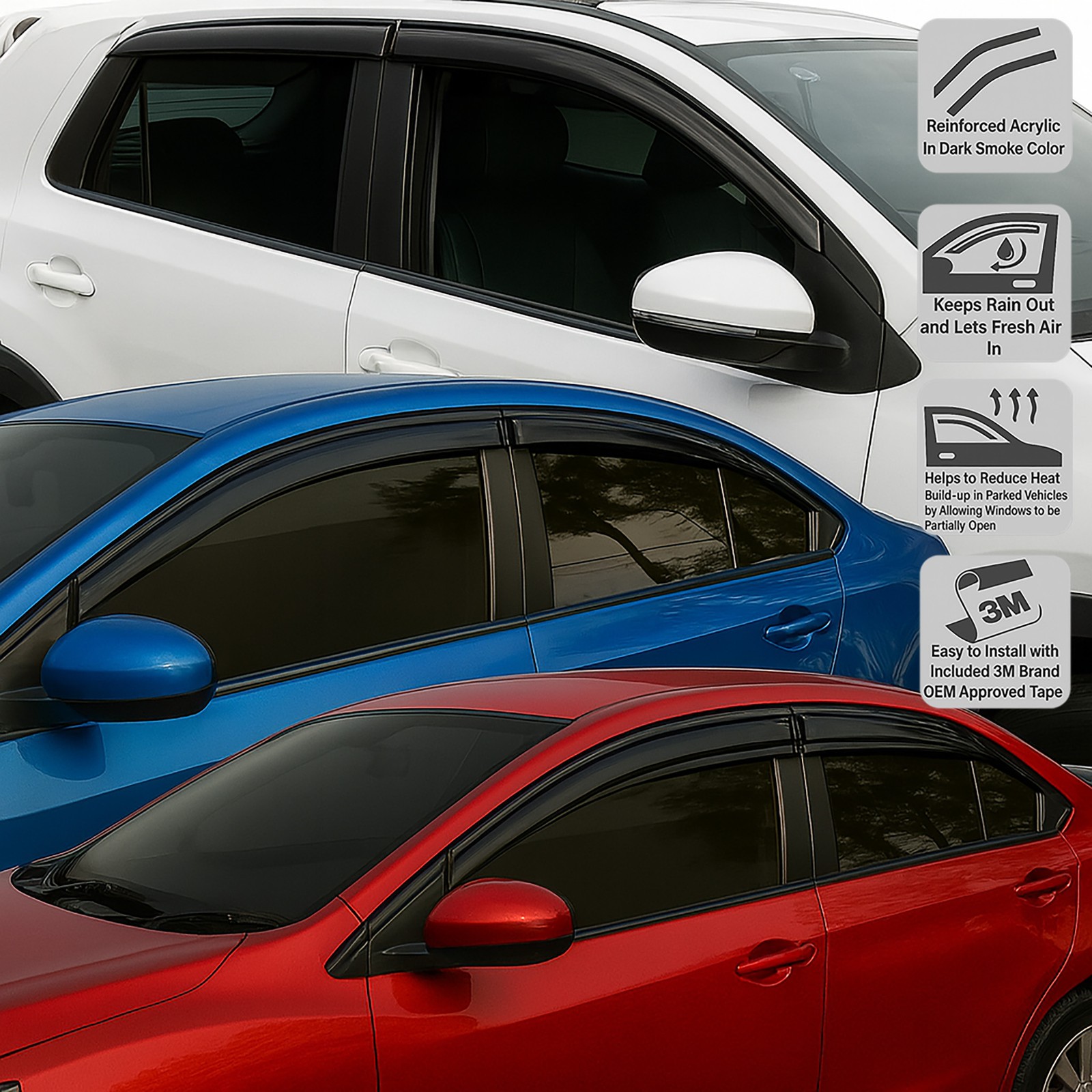 Window Visor Rain Guard 4pcs For Subaru Impreza 4 Door Sedan 2011-2016 Tape-On