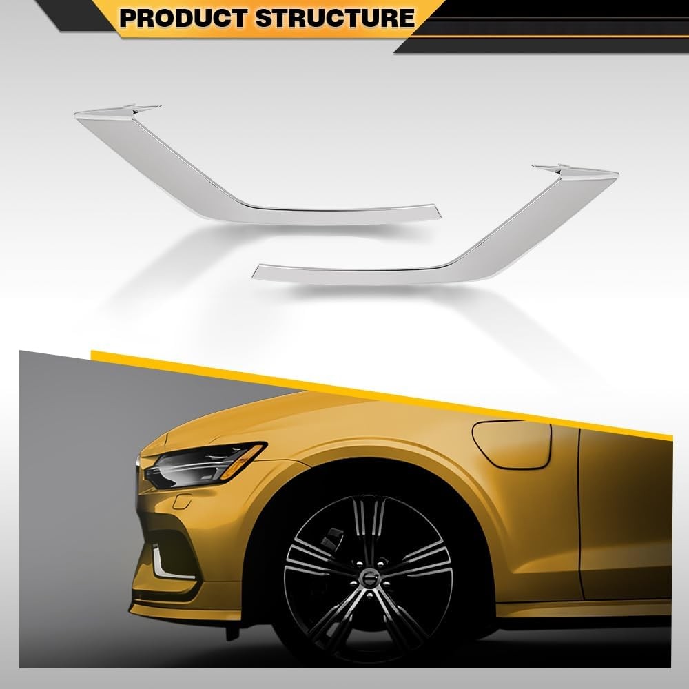 2PC Sliver Front LH+RH Trim Fog Light Molding For Volvo V60 S60 2019 2020-2025