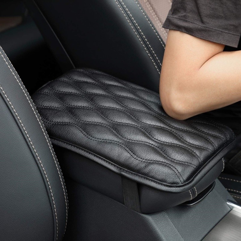 Black Car Center Console Pad Leather Arm Rest Box Cover Protector Cushion Pad US
