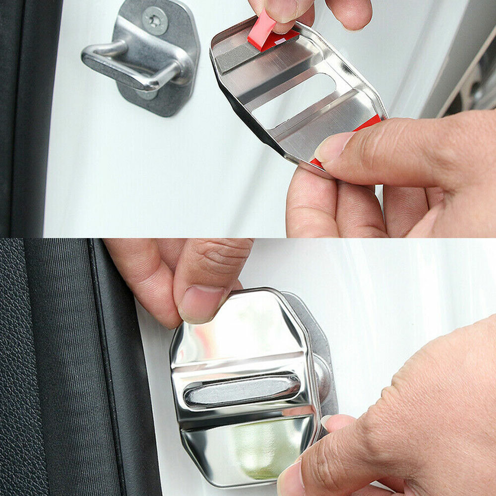 Stainless Steel Car Door Lock Buckle Protector Cover Trim Chrome Car Accessories