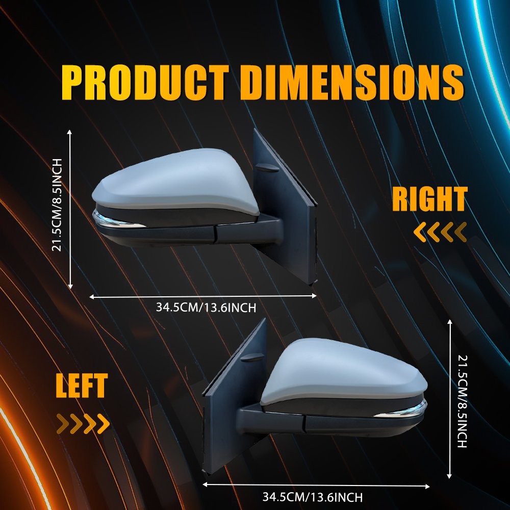Left Right Side Power Mirror with Manual Folding & Signals For 16-18 Toyota RAV4