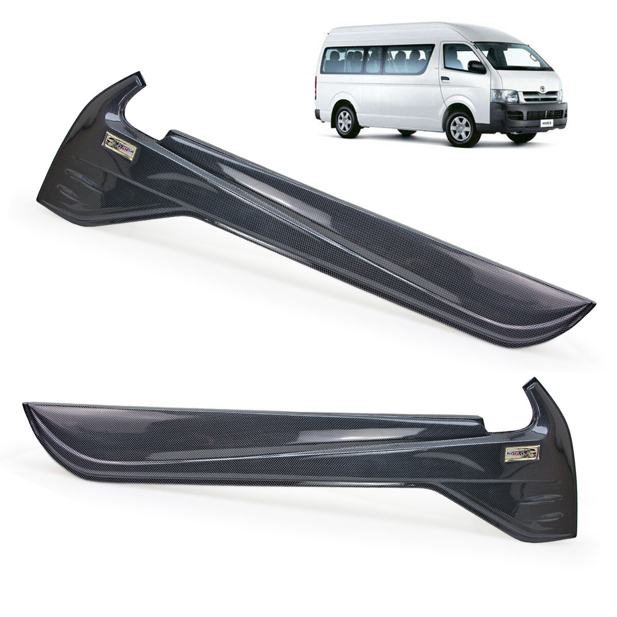 Line Window Sill Cover Front Trim Carbon Black For Toyota Hiace D4D 2005 2016