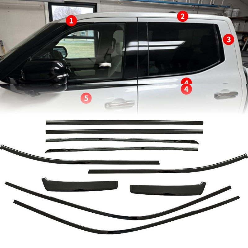10x Window Trim For 2022-2024 2025 Toyota Tundra Chrome Delete Overlays CrewMAX