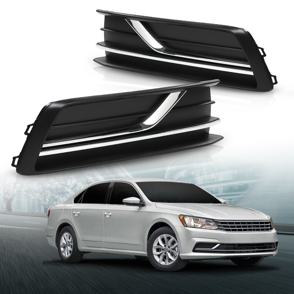 Front Bumper Insert Fog Light Cover Left+Right Fit For 16-19 Volkswagen Passat