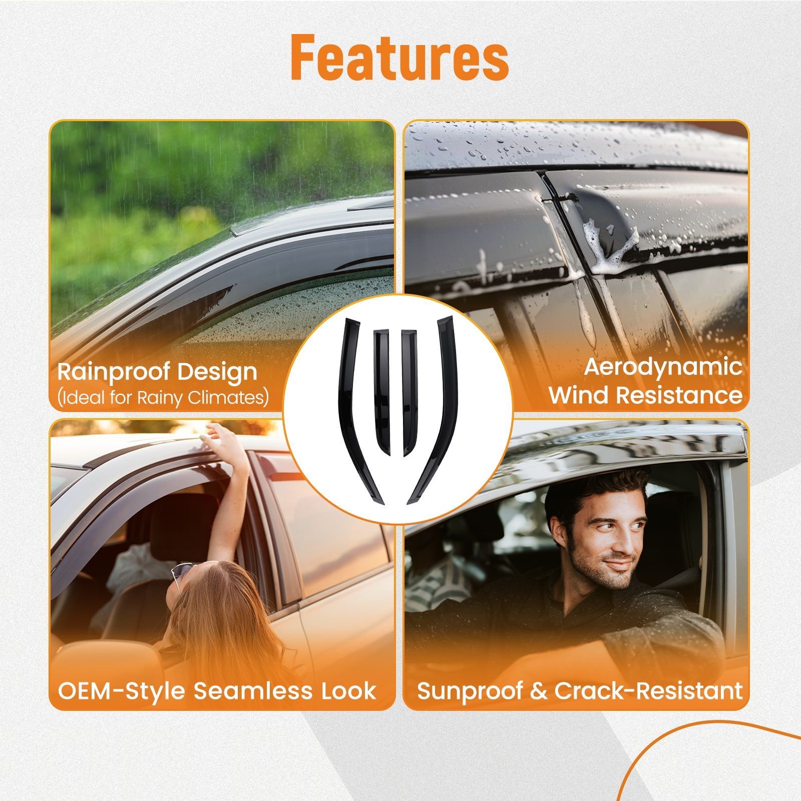 Window Vent Visor Rain Guards for Toyota 4Runner 03-09 2.5mm Acrylic 4Pcs