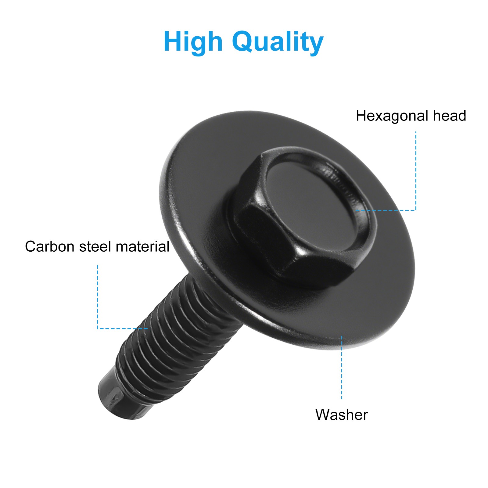 50 PCS M6-1.0 x 25mm Hex Head SEMS Body Bolts for Bumpers Fenders Splash Shield