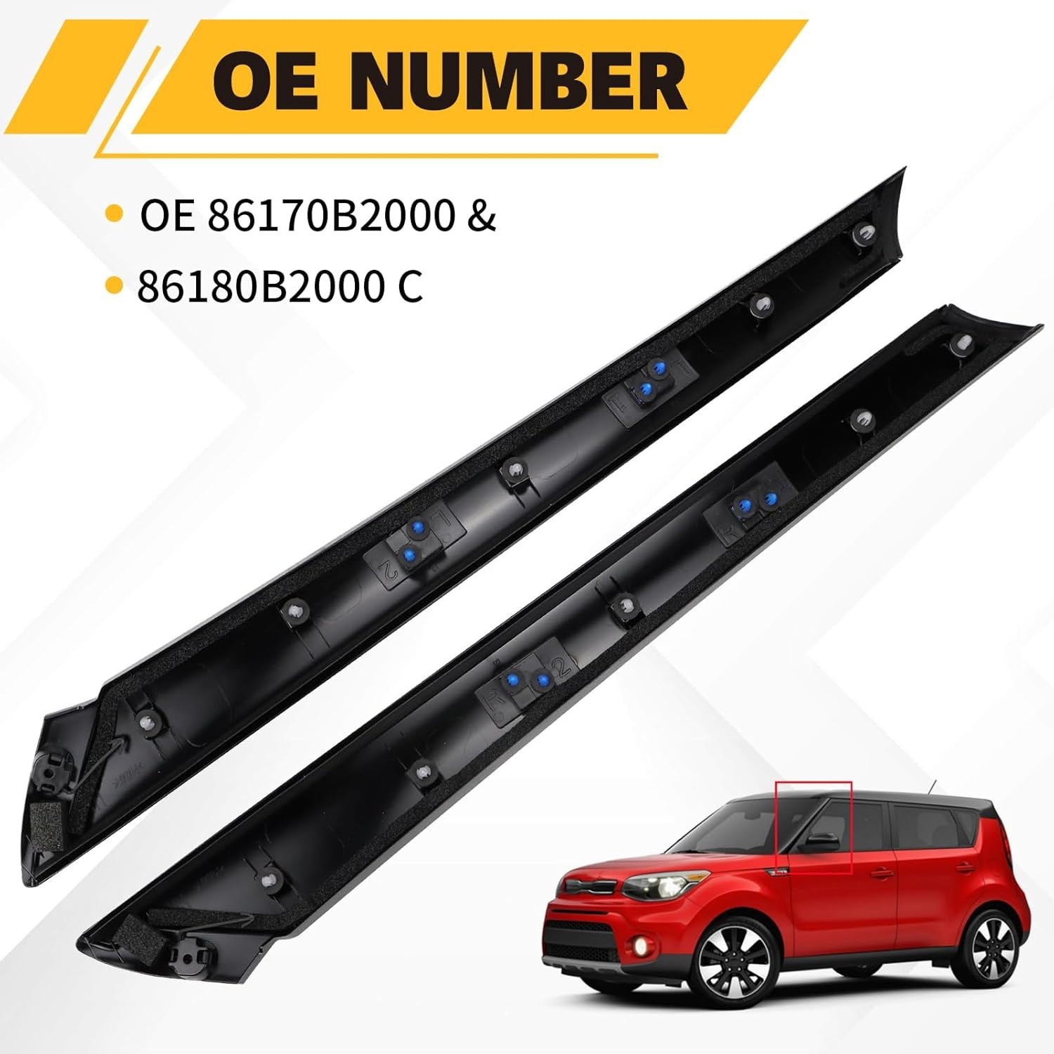 Vehicle-Specific Windshield Trim Pillar Set for 2014-2019 Kia Soul – 2 Pieces
