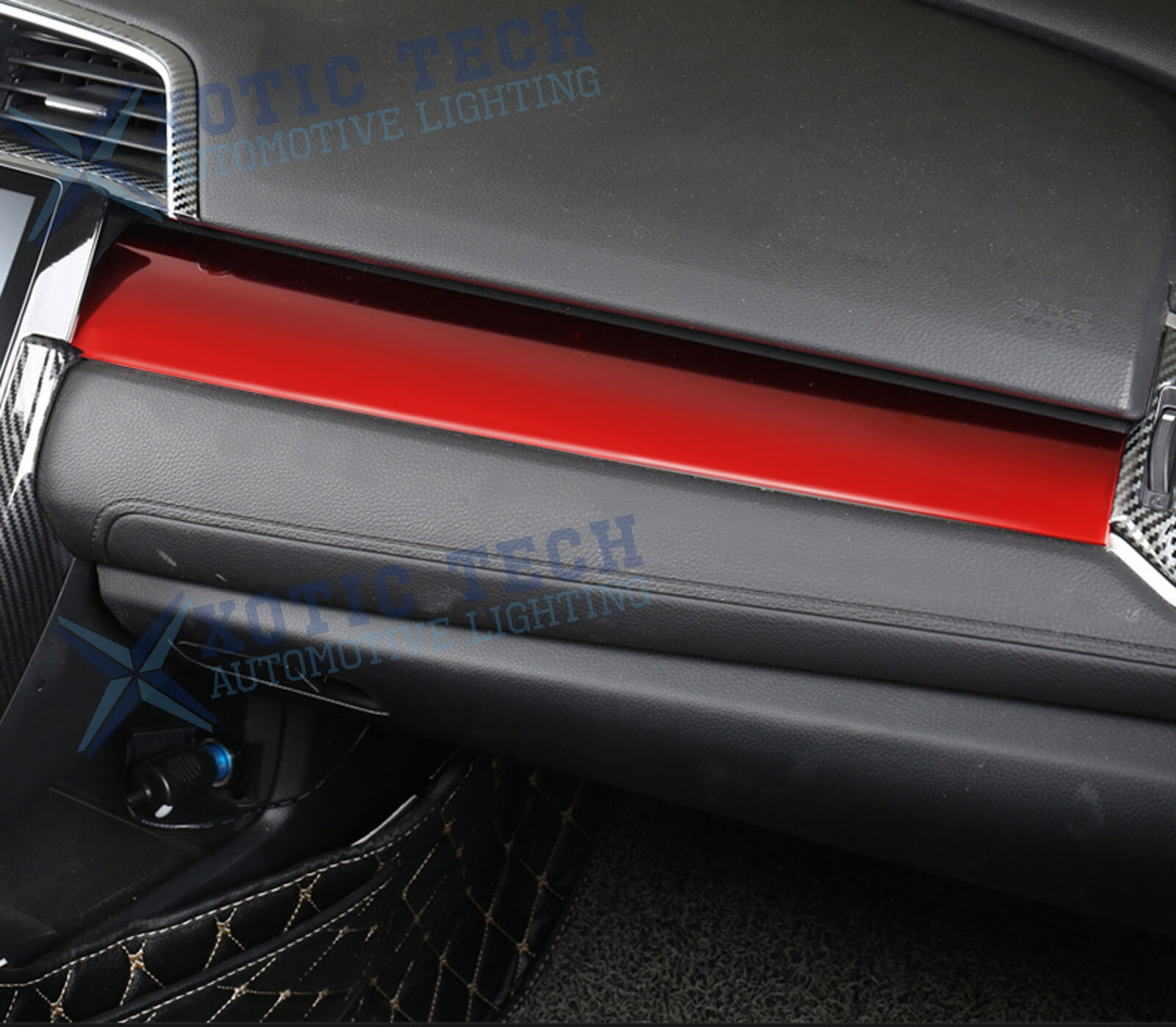 Red ABS Sport Style Dashboard Center Moulding Trims For Civic 10th 2016-2021