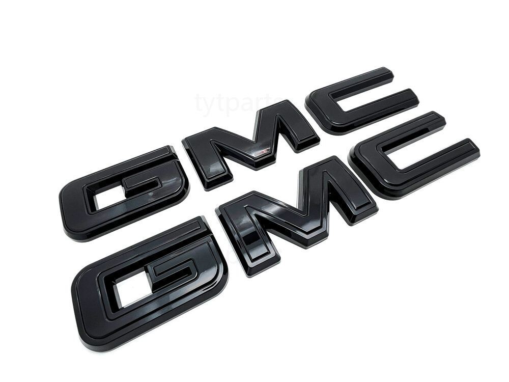 NEW 2019-24 GMC Sierra 1500 2500HD 3500HD Front Rear Gloss Black OVERLAY Emblem