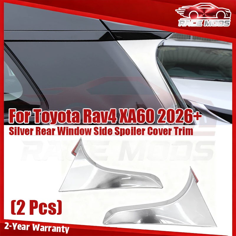 Black silver Rear Window Side Spoiler Cover Trim set For Toyota Rav4 XA60 2026