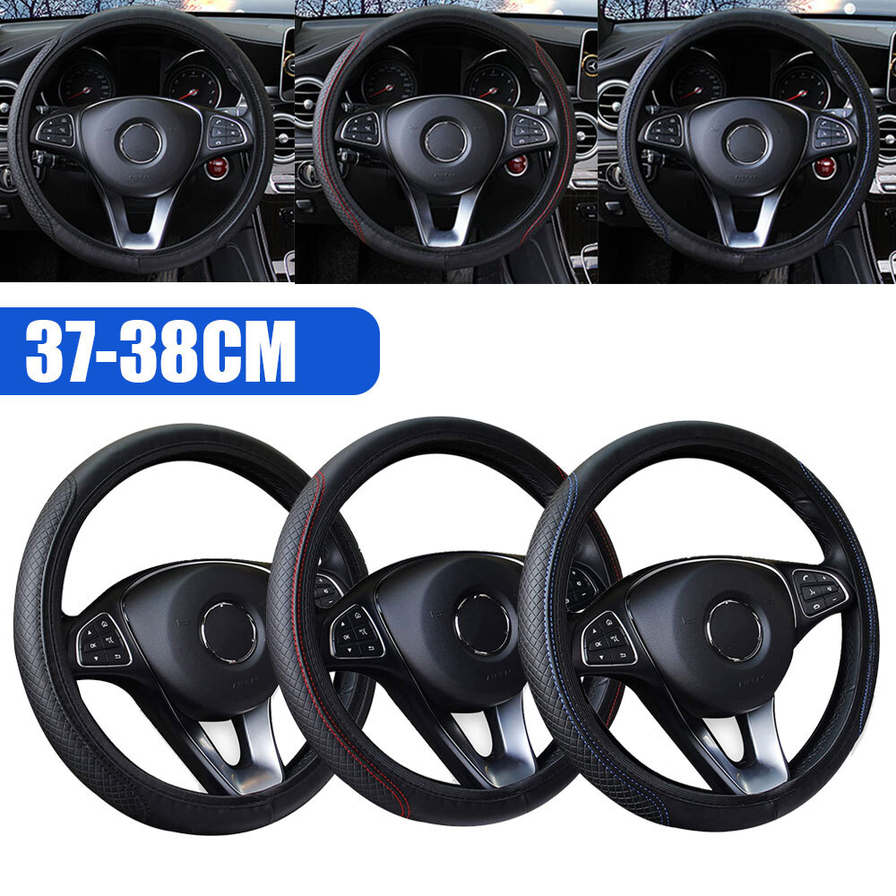 Auto Car Steering Wheel Cover Microfiber Leather Good Grip Accessories For 15″