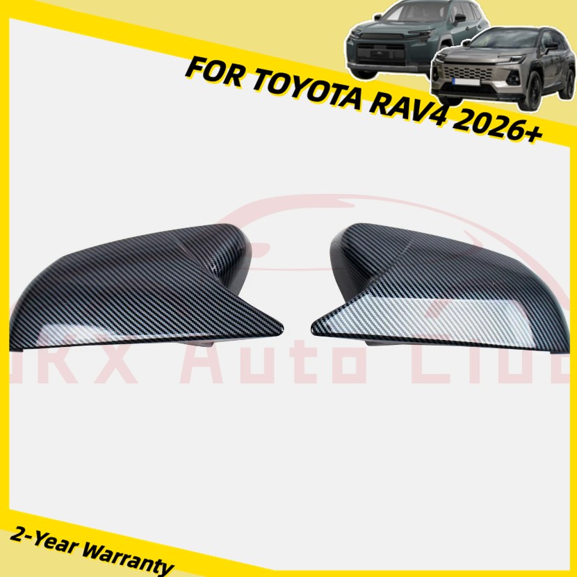 For Toyota RAV4 2026+ m 2Pcs Carbon Fiber OX Horn Rearview Mirror Cover Trim