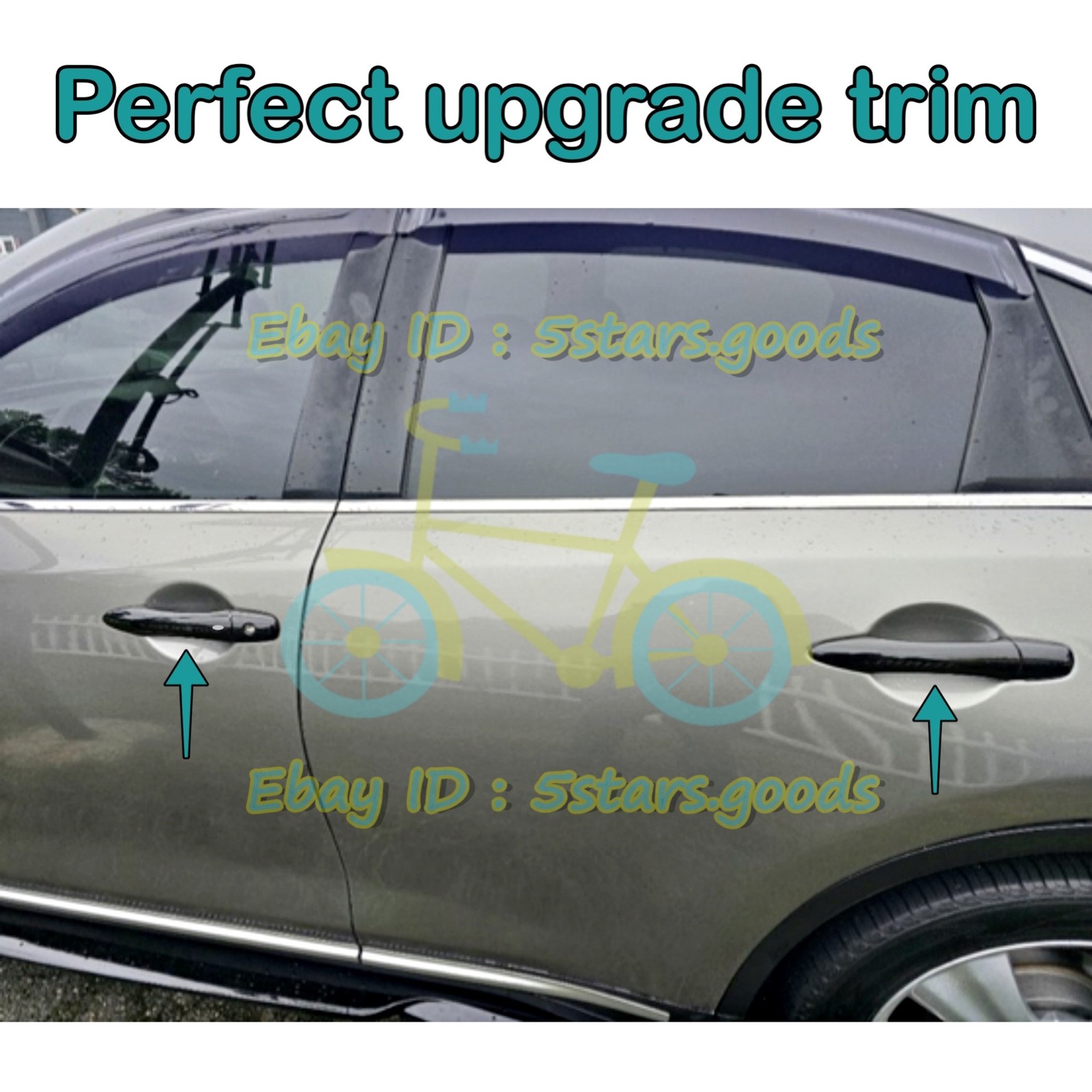 Glossy Pure Black Side Door Handle Cover Trim For 2014-2019 Infiniti Q70 Sedan