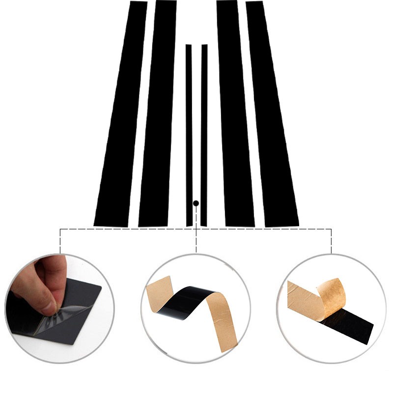 6x Black Polycarbonate Door Window Pillar Posts For Toyota Highlander 2001-2007