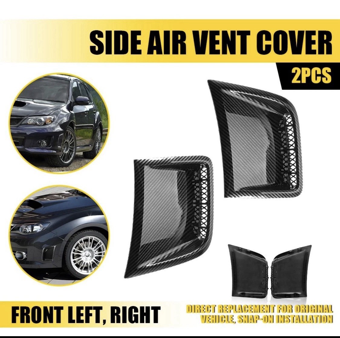 2PCS Bumper Side Air Vent Grill Covers – 2008-2014 Subaru Impreza WRX/WRX STI EH