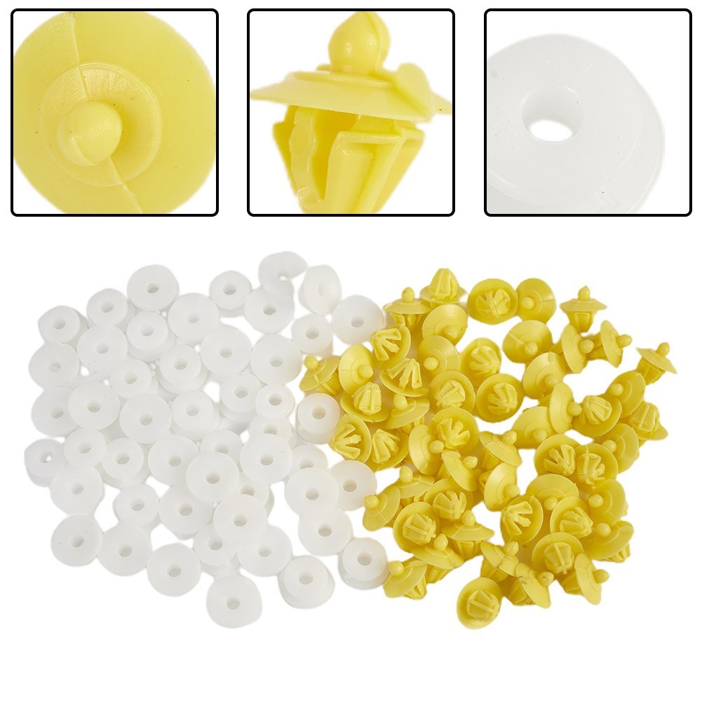 Kit Car Clips Accessories Parts High toughness Plastic White+Yellow New
