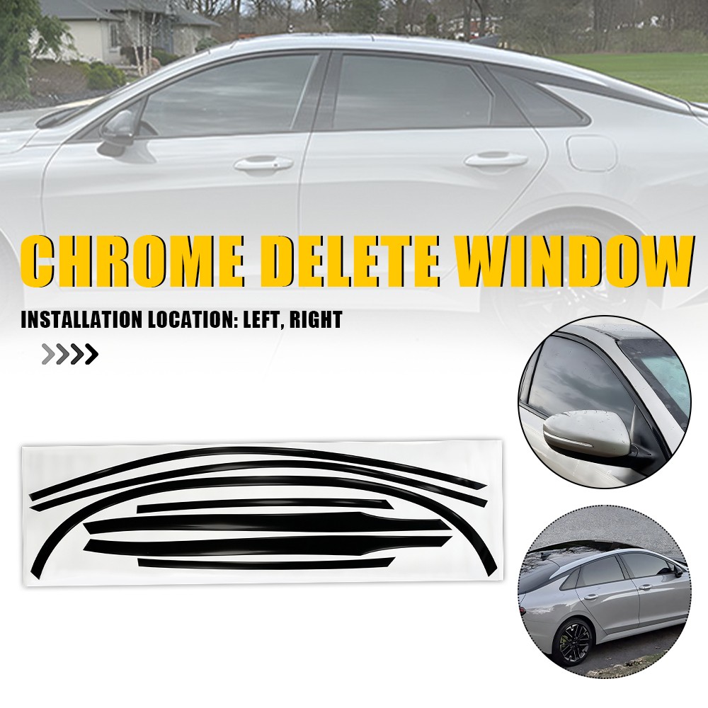Chrome Delete Precut Vinyl Wrap Overlay Gloss Black For KIA K5 2021-2024 1-5SET