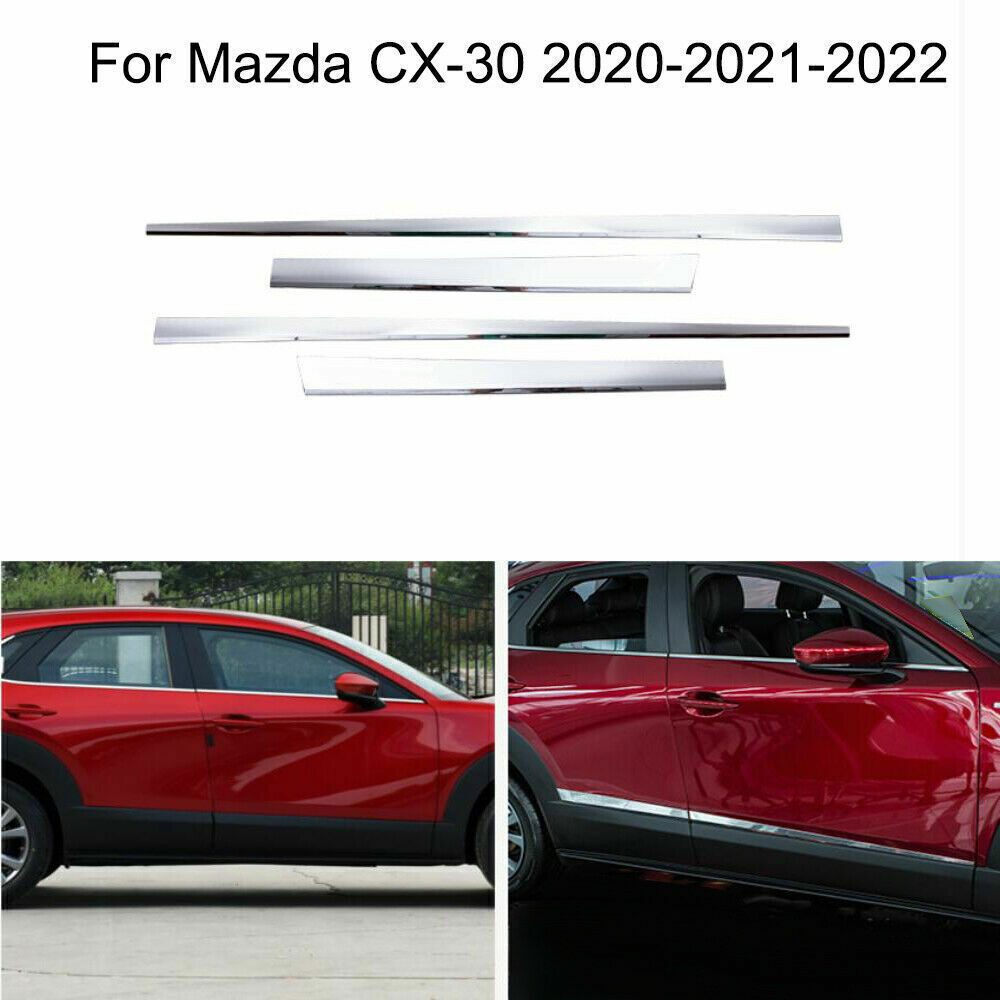 For Mazda CX-30 2020-2024 Chrome Door Body Skirts Trim Panel Moulding Cover 4PCS