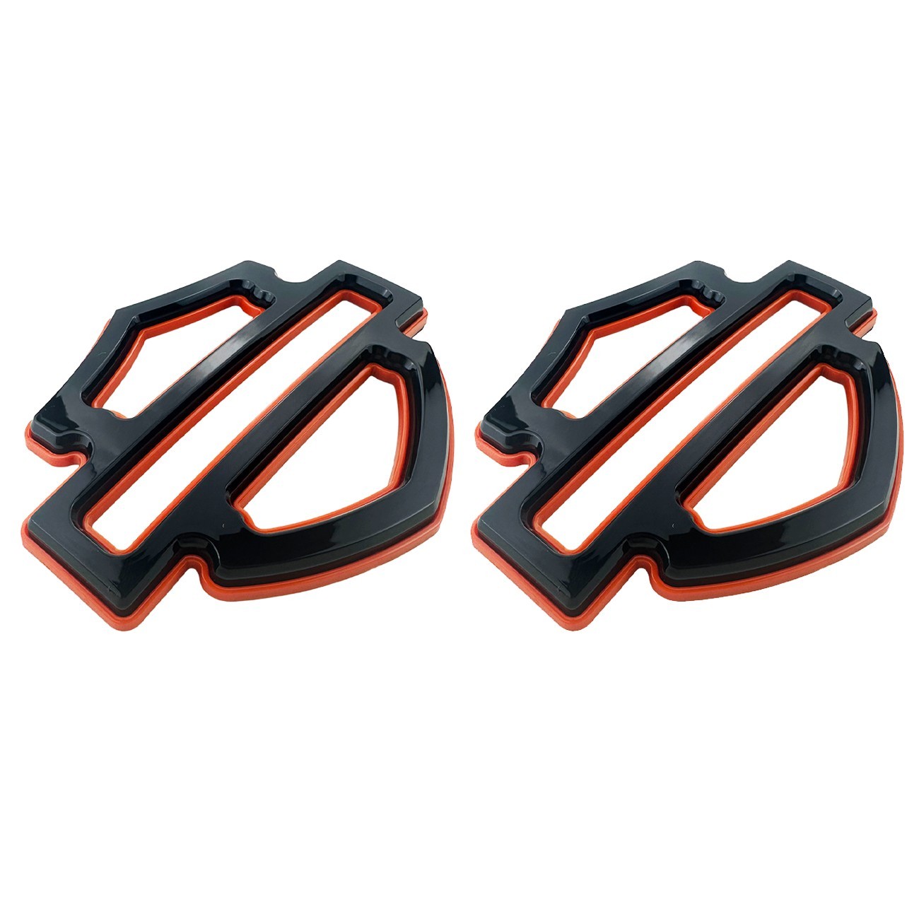 2Pcs Set Black Orange Double Layer Custom CVO Tank Emblems Badges 5 or 6 Gal