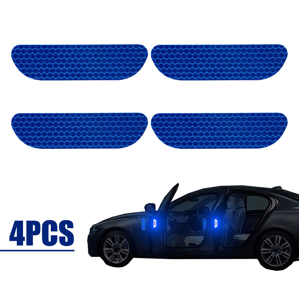 4x Reflective Tape Warning Safety Mark Car Door Stickers Car Accessories Blue