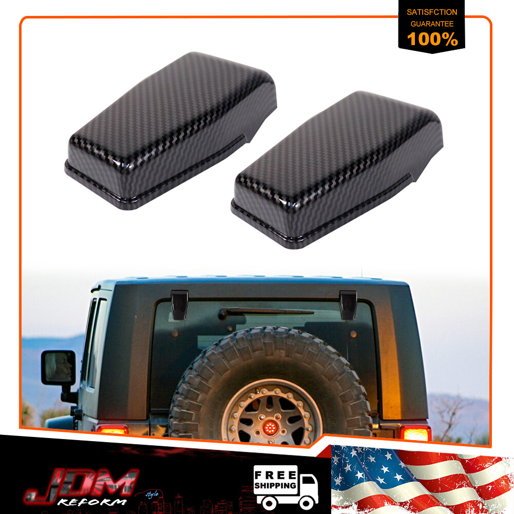 2X Carbon Fiber Look Rear Window Glass Hinge Trim For 2007-2018 Jeep Wrangler JK