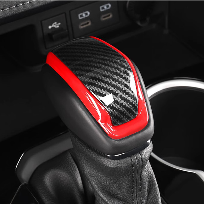 ABS Red&Carbon fiber Gear Shift Knob Cover Trim For Toyota 2020-2024 Highlander