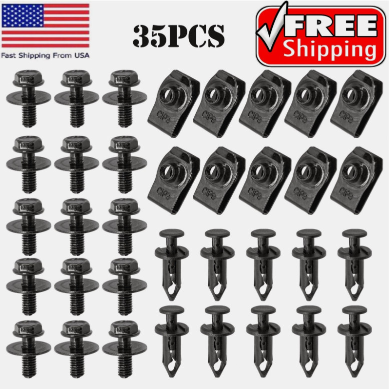 For Chrysler Body Bolts & U-nut Clips M6 Engine Under Cover Splash Shield Guard