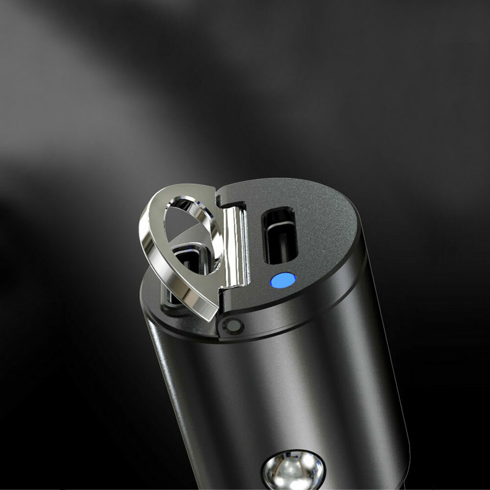 Mini Dual USB Type-C PD Super Fast 30W Car Phone Charger Adapter Black
