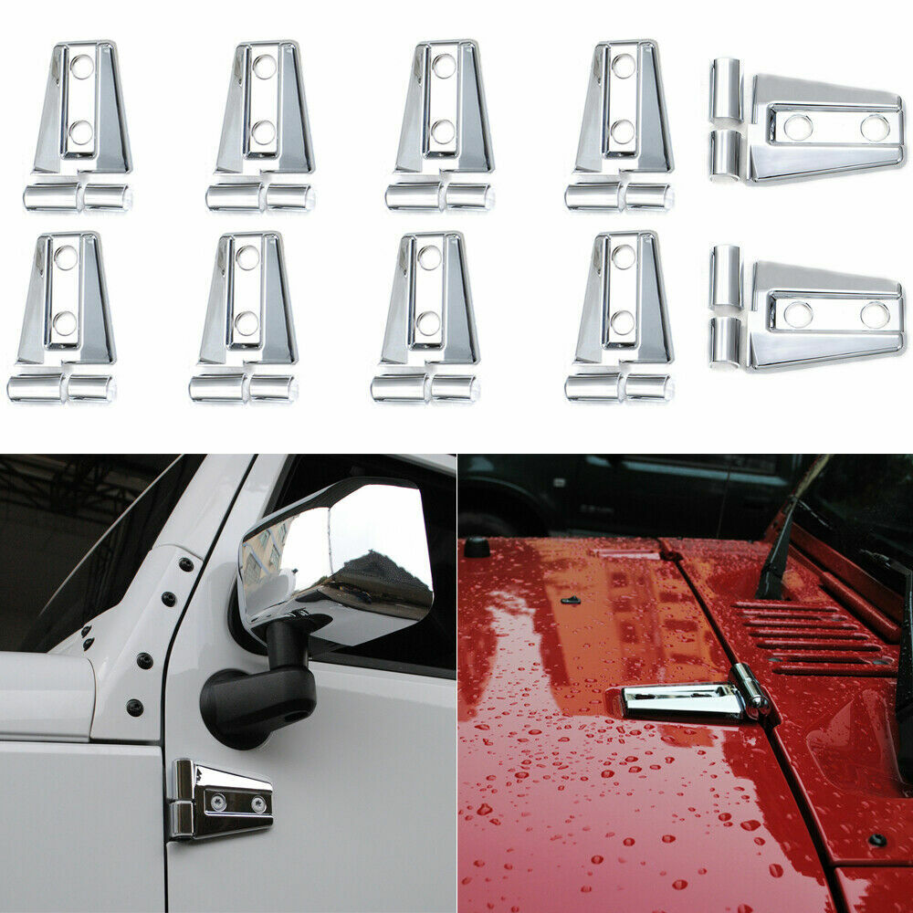 30PCS Chrome Hood & Door Hinge Cover Decor Trim for Jeep Wrangler JK 2007-2017