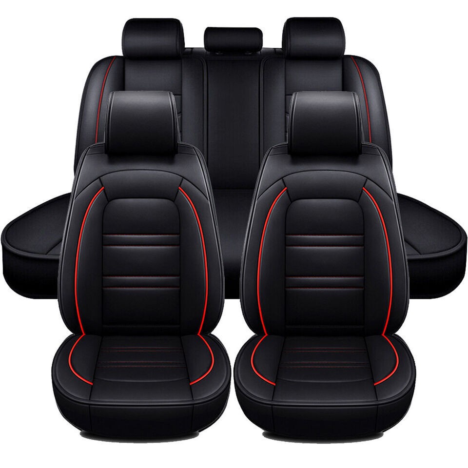 For Jeep Car Seat Cover 5-Seats Full Set PU Leather Front & Rear Deluxe Cushion